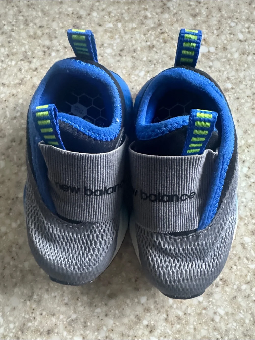 New Balance Kids Slip-On Sneakers in Gray and Blue